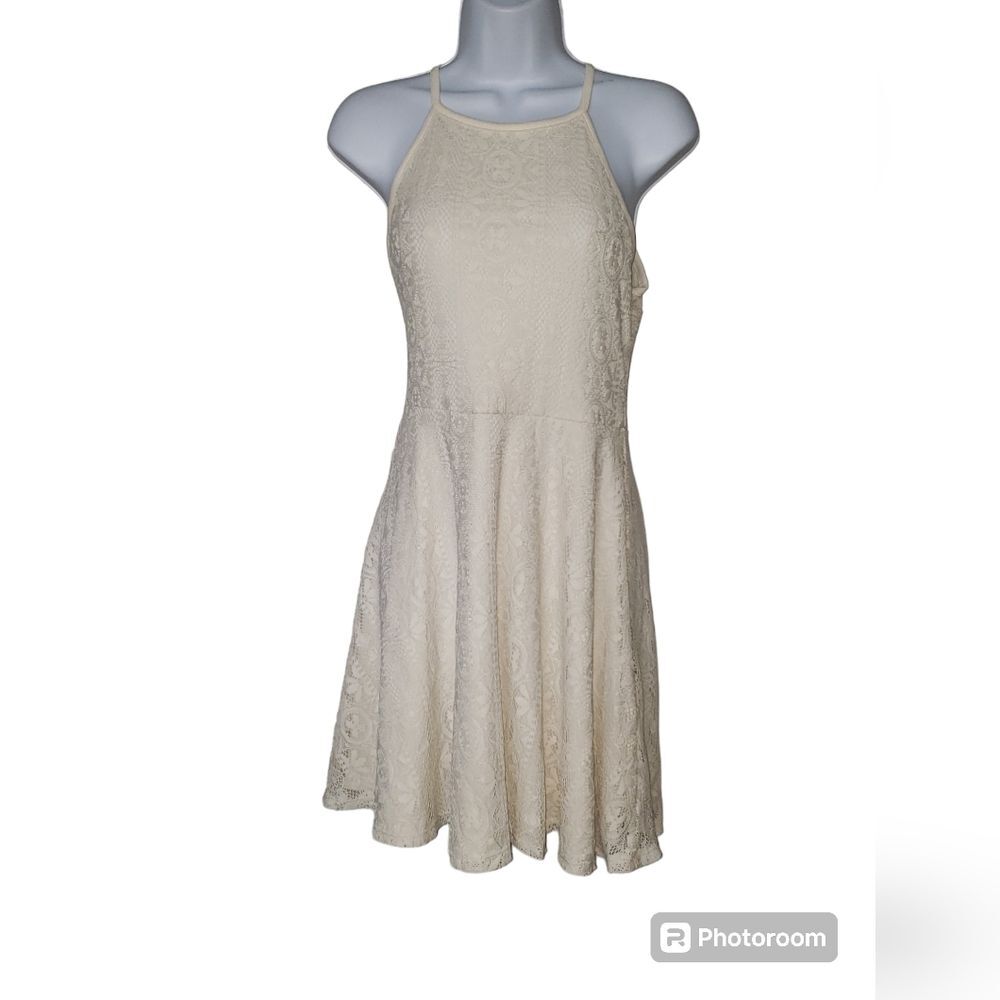Mossimo Supply Co Women White Strapless Lace Fit & Flare Lined Dress SZ M